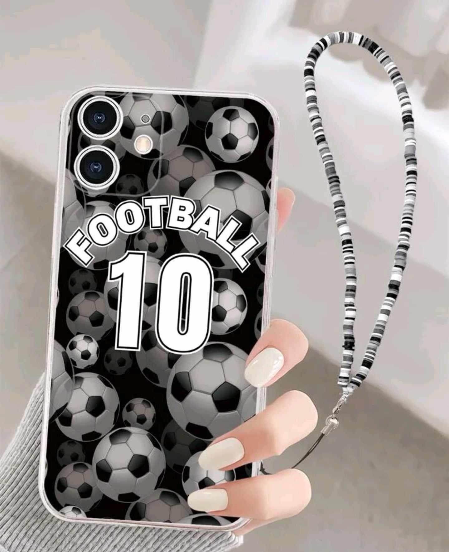 Coque imprimée football avec lanière - Le bazar de mymy