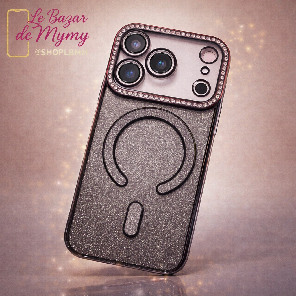 Coque noire glitter Midnight Diamond 🖤💎