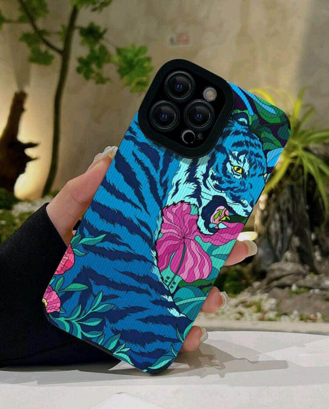 Coque imprimée tigre et fleur - Le bazar de mymy