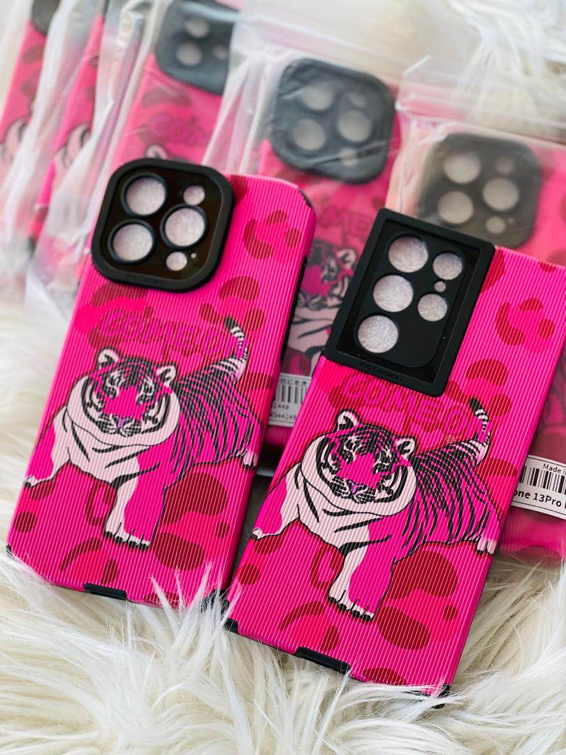 Coque imprimée rose design tigre - Le bazar de mymy