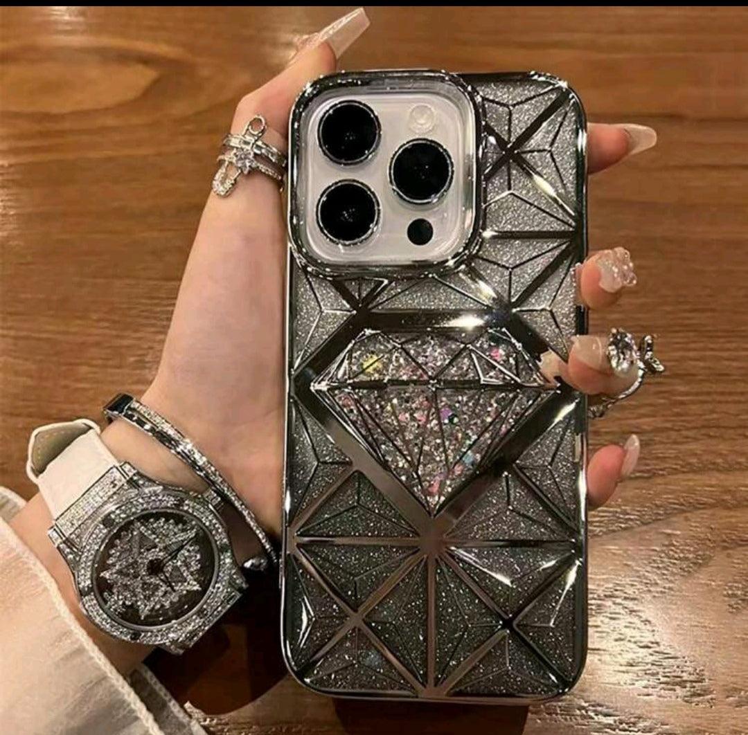 Coque motif Diamant argenté - Le bazar de mymy 